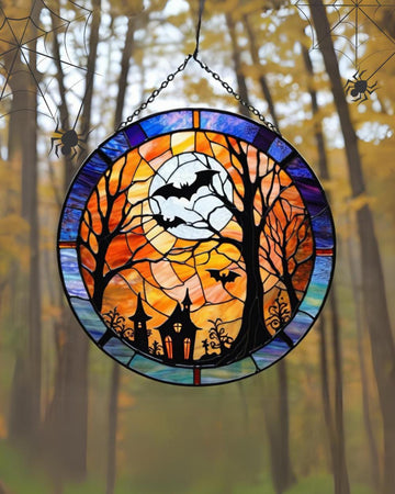 Halloween stained glass suncatcher,Halloween decoration,stained glass suncatcher,unique home decor,Halloween gift ideas,gothic decor