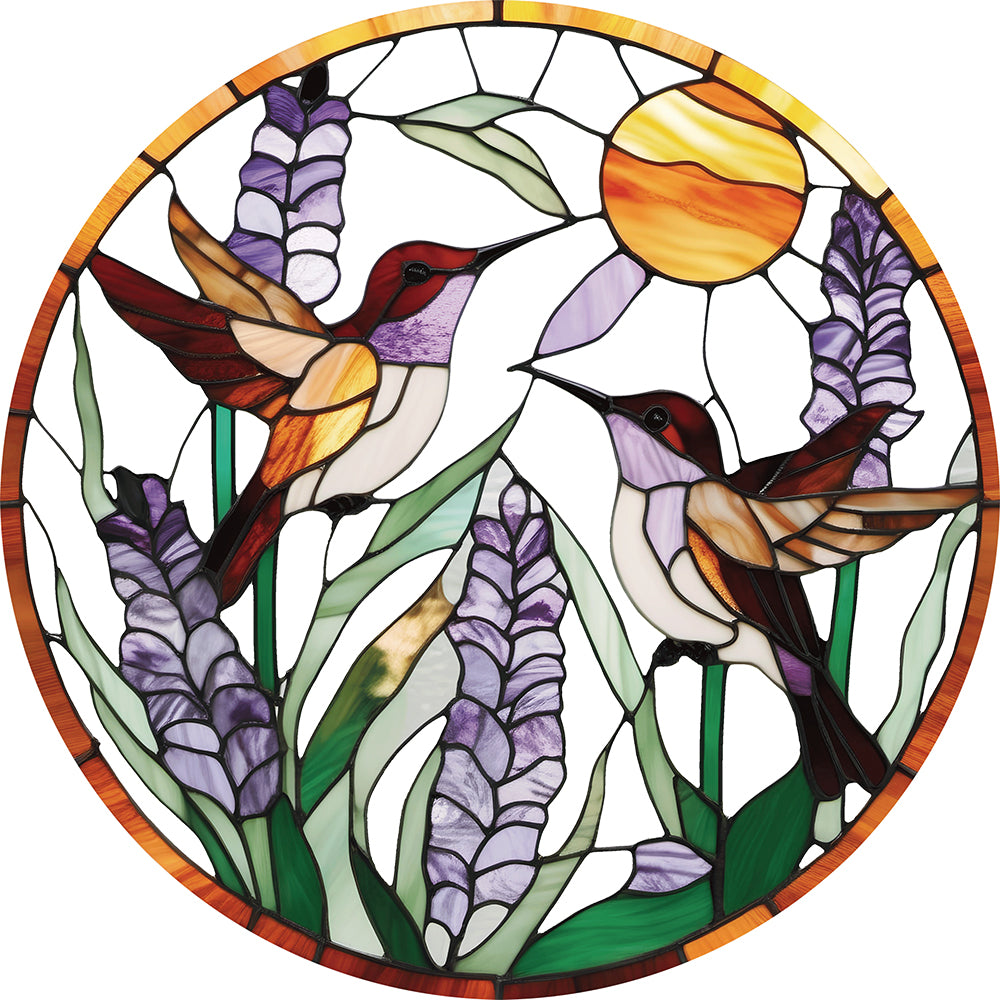 Hummingbird Stained Glass Suncatcher Window Hangings with Flowers, Bird Stained Glass for Window Decor Hummingbird Gifts for Mom,Bird Lovers