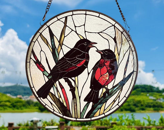 Red-Winged Blackbirds in Love Suncatcher