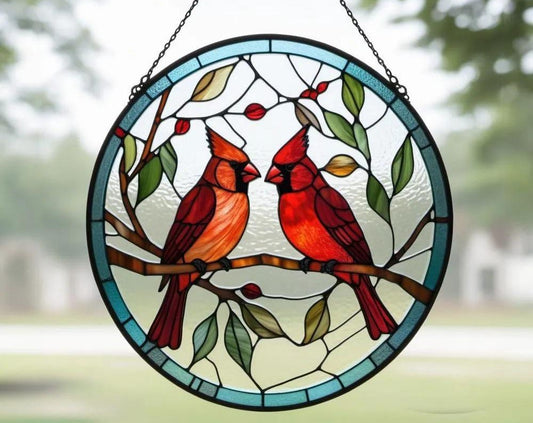 Cardinal Stained Glass Suncatchers