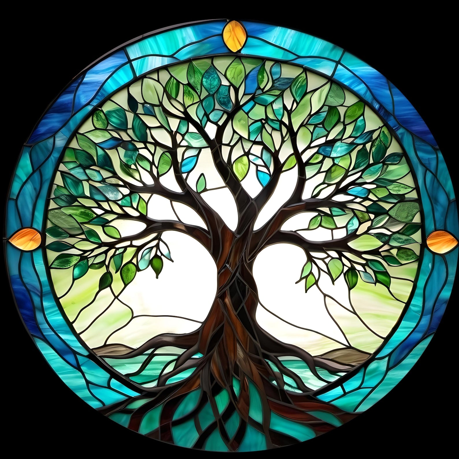 Tree of Life Stained Glass SunCatcher Tree of Life Light Catcher Window Hanging Protection Charm Home Decoration World Tree