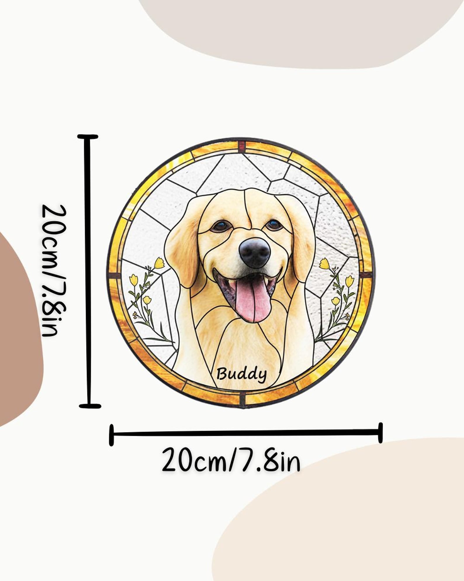Custom Pet Portrait Stained Glass Suncatcher,Dog Memorial Gift, Custom Dog Portrait from Photo, pet loss gifts , Stained glass dog