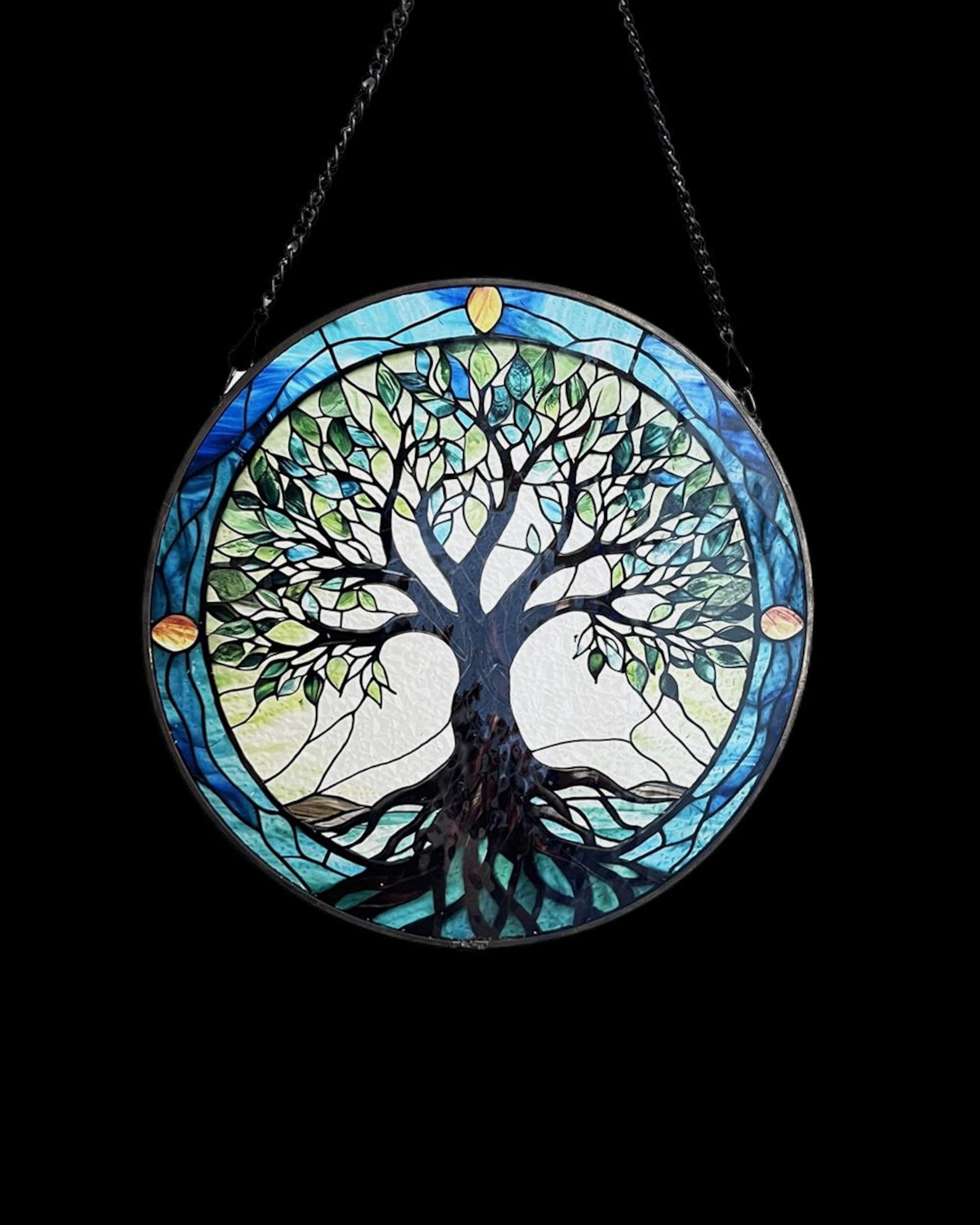 Tree of Life Stained Glass SunCatcher Tree of Life Light Catcher Window Hanging Protection Charm Home Decoration World Tree