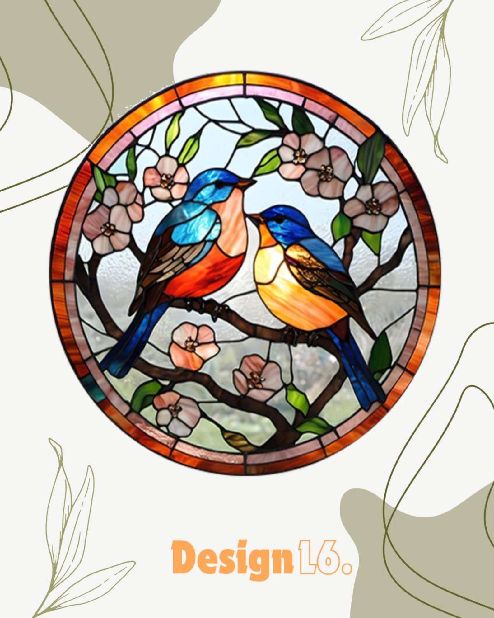 Hummingbird Stained Glass Suncatcher Window Hangings with Flowers, Bird Stained Glass for Window Decor Hummingbird Gifts for Mom,Bird Lovers