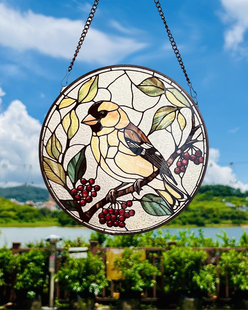 Goldfinch Stained Glass Style Suncatcher | Window Decor | Home Decoration | Perfect Gift for Bird & Nature Lovers | Ideal for Mother's Day