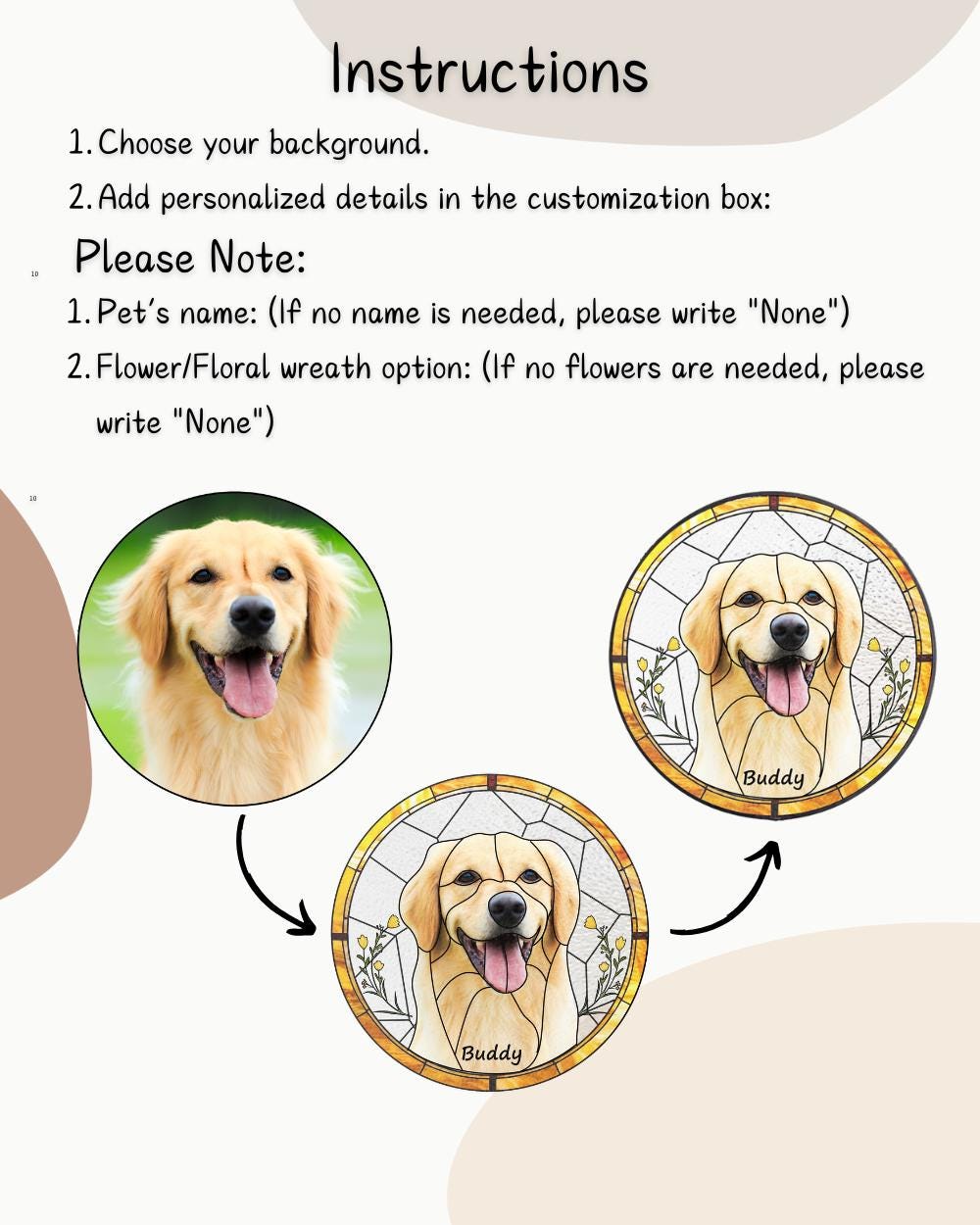 Custom Pet Portrait Stained Glass Suncatcher,Dog Memorial Gift, Custom Dog Portrait from Photo, pet loss gifts , Stained glass dog