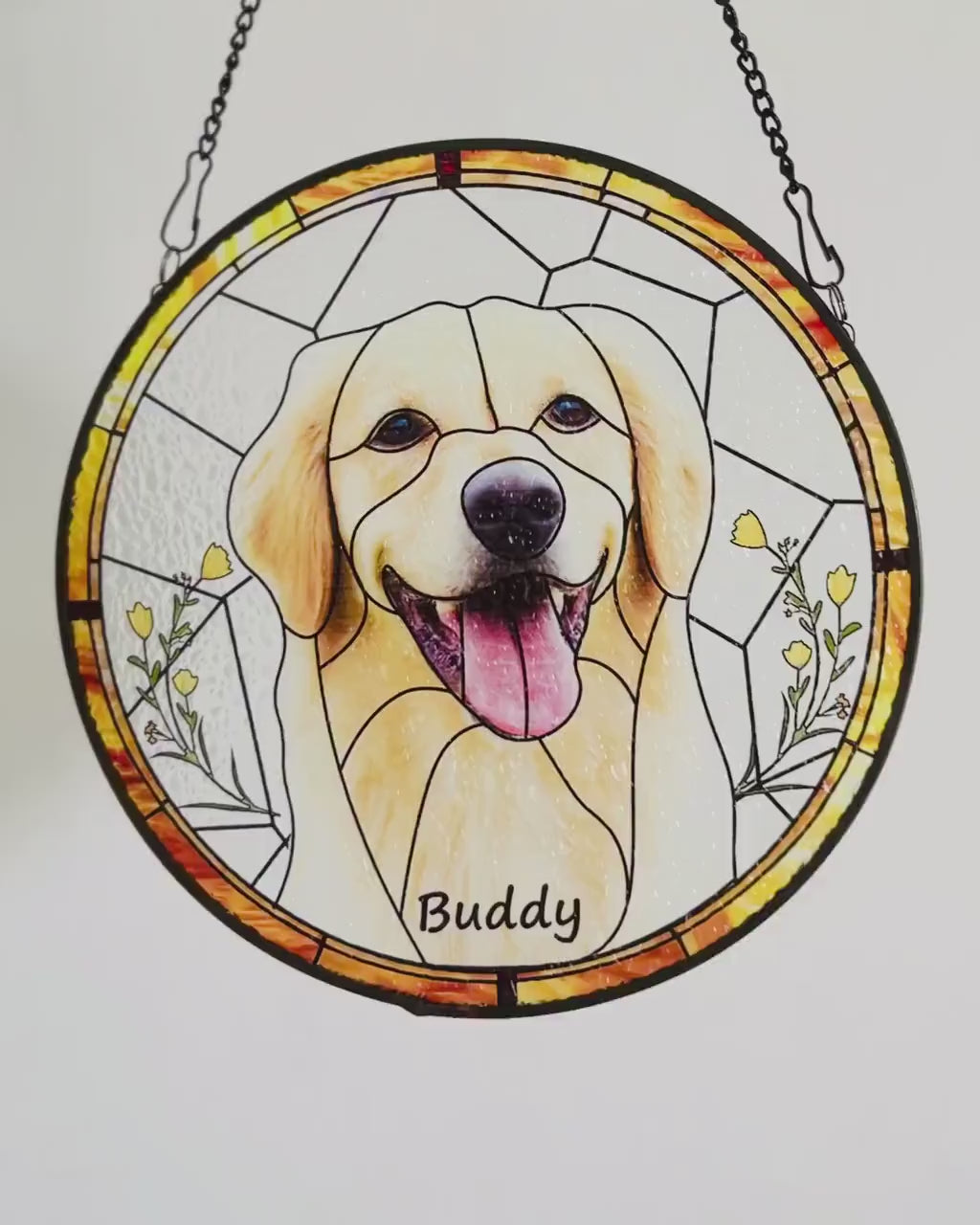 Custom Pet Portrait Stained Glass Suncatcher, Stained Glass cat Memorial, Custom cat Portrait from Photo, pet loss gifts , Stained glass cat