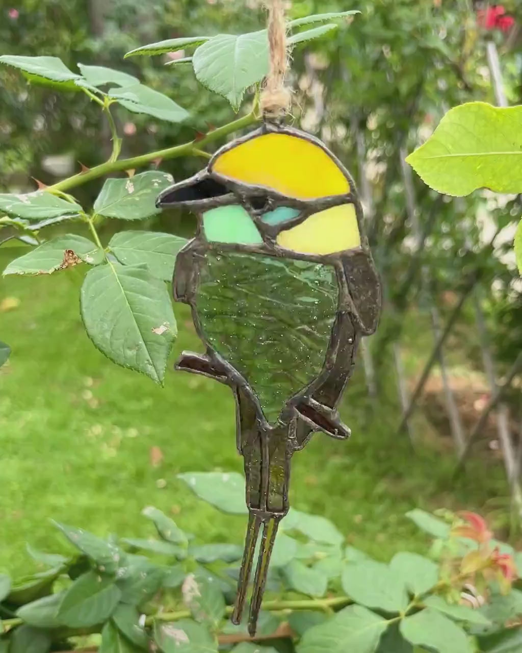 Green-throated Bee-eater stained glass New job gift Housewarming gifts Custom  bird suncatcher Owl artwork stained glass window hangings